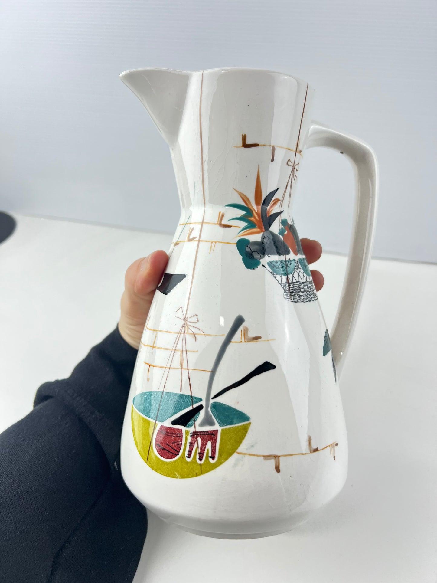 Mid-Century Abstract Fruit Ceramic Jug