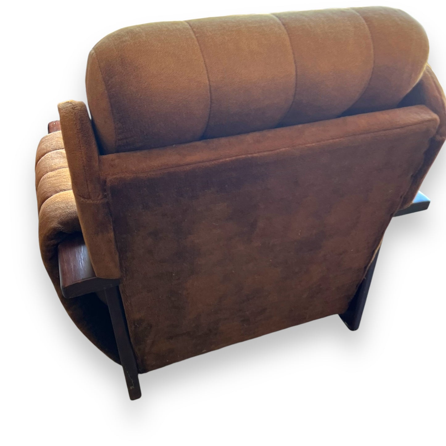 Brown Lounge Chair with Wooden Armrests