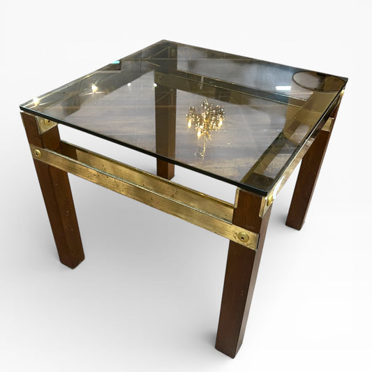 Brass and wood side table
