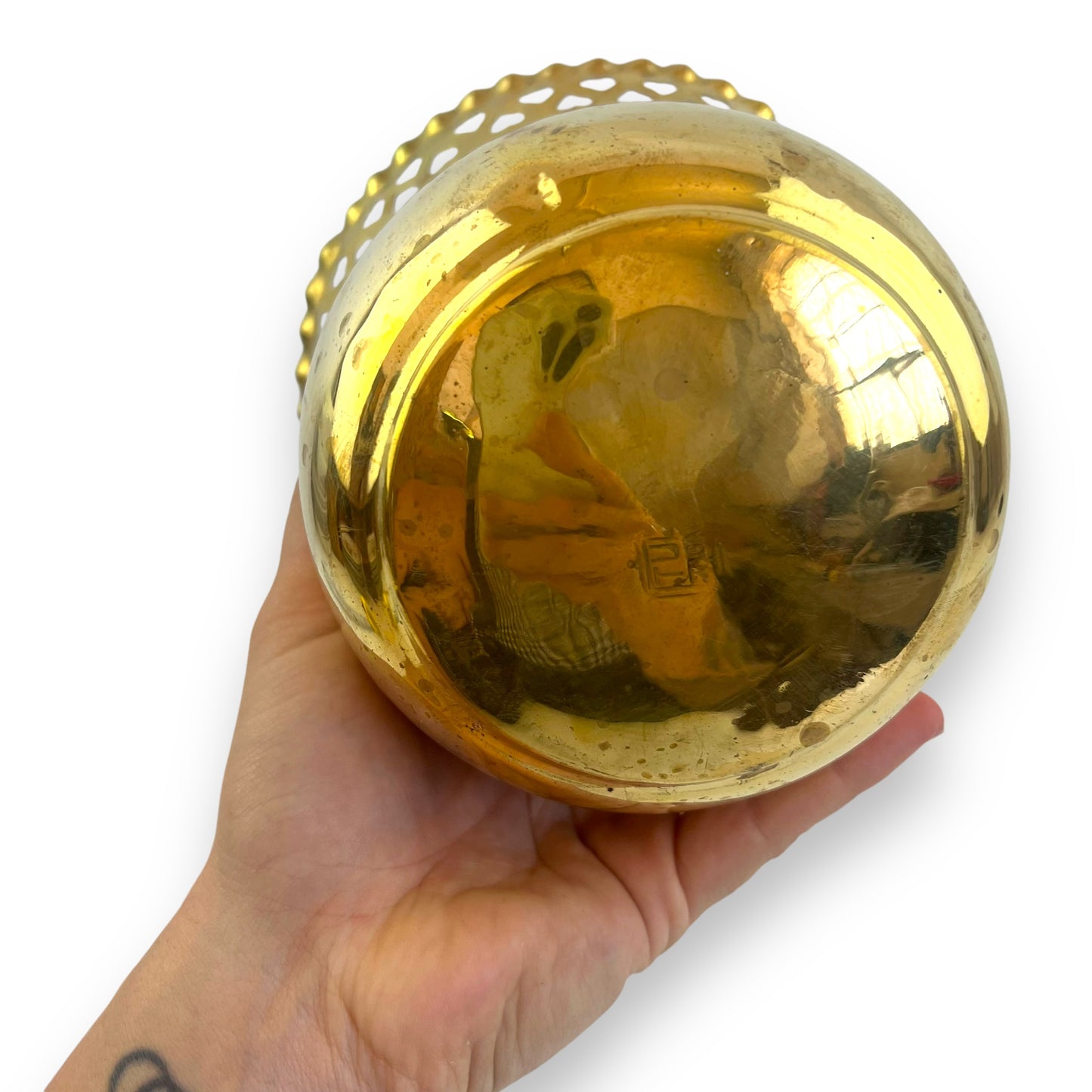 Brass Plant Pot with Heart Cutout Design