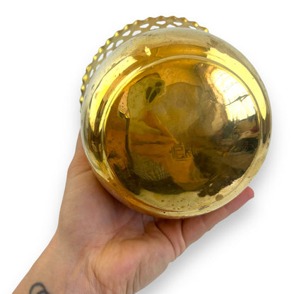 Brass Plant Pot with Heart Cutout Design