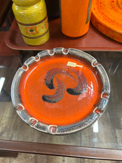 Ellis Pottery Ceramic Ashtray 104 – Orange, Black & Grey