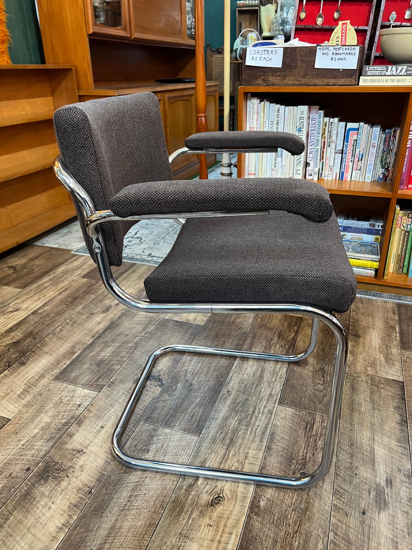 Devling Chrome Cantilever Armchair | Mid Century Modern Office Chair