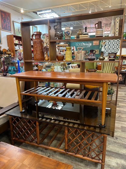 Teak Coffee Table with Slatted Magazine Rack