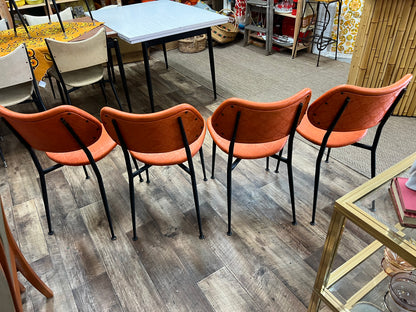 Set of 4 Orange Vinyl Dining Chairs
