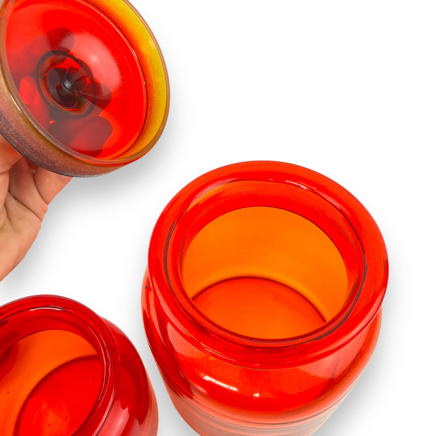 Takahashi Apothecary Jar Set of 2 – Red Glass – Made in Japan