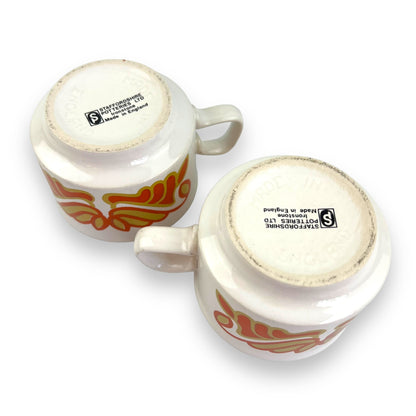 Staffordshire White Orange Teacup set