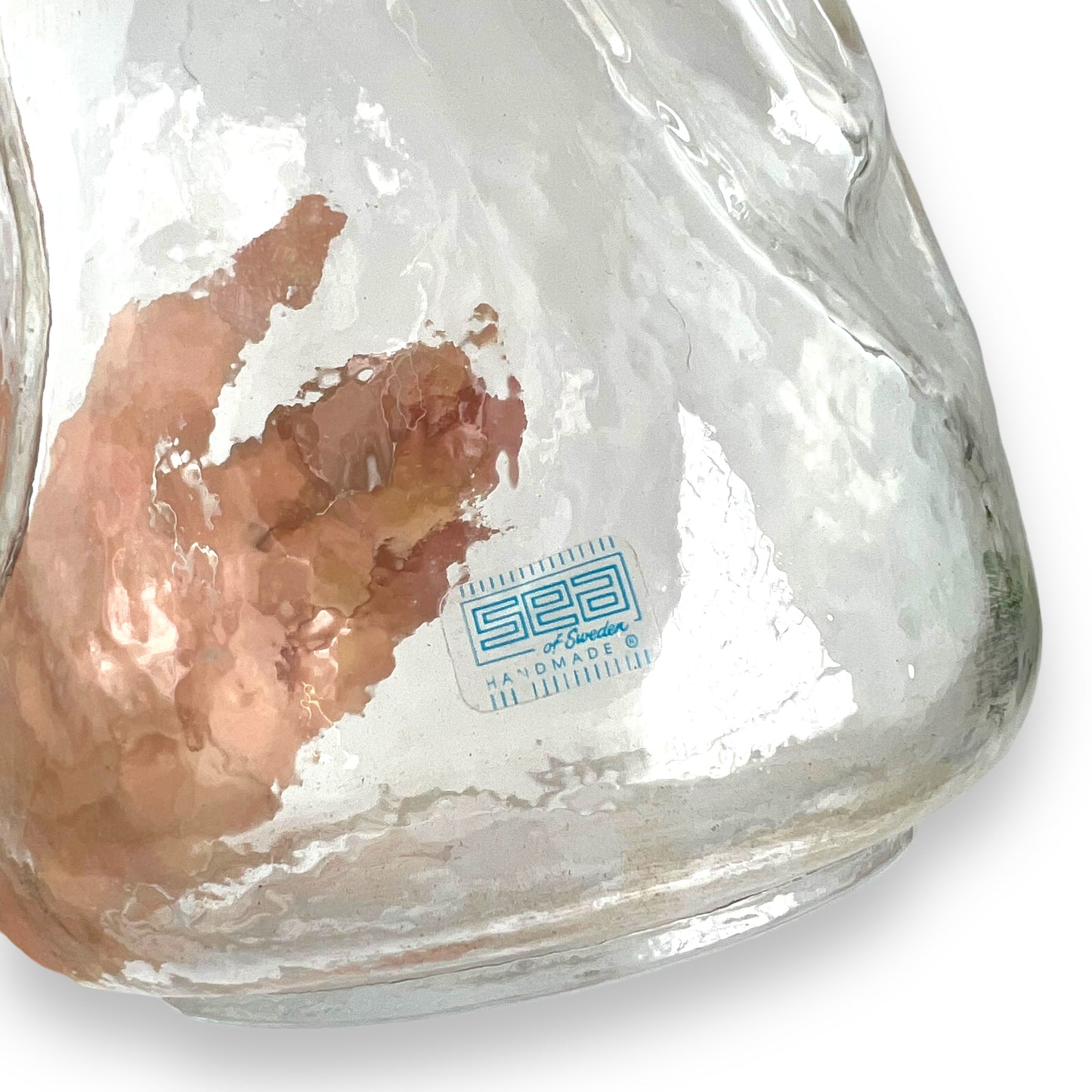 SEA Glasbruk Pop Art Clear Glass Vase – Kosta Sweden, Scrunched Pinched Sack Design