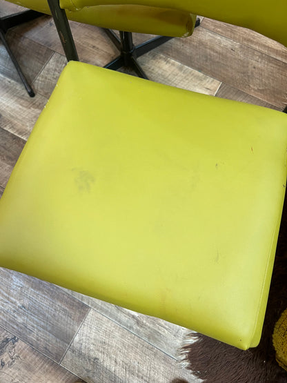 Set of 4 Vintage Lime Green Swivel Dining Chairs on Steel Base
