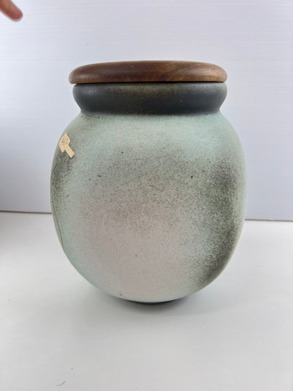 Ellis Pottery Ceramic Flour Canister with Timber Lid