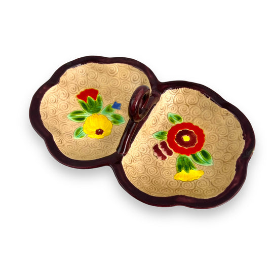 Two part flower dish with handle