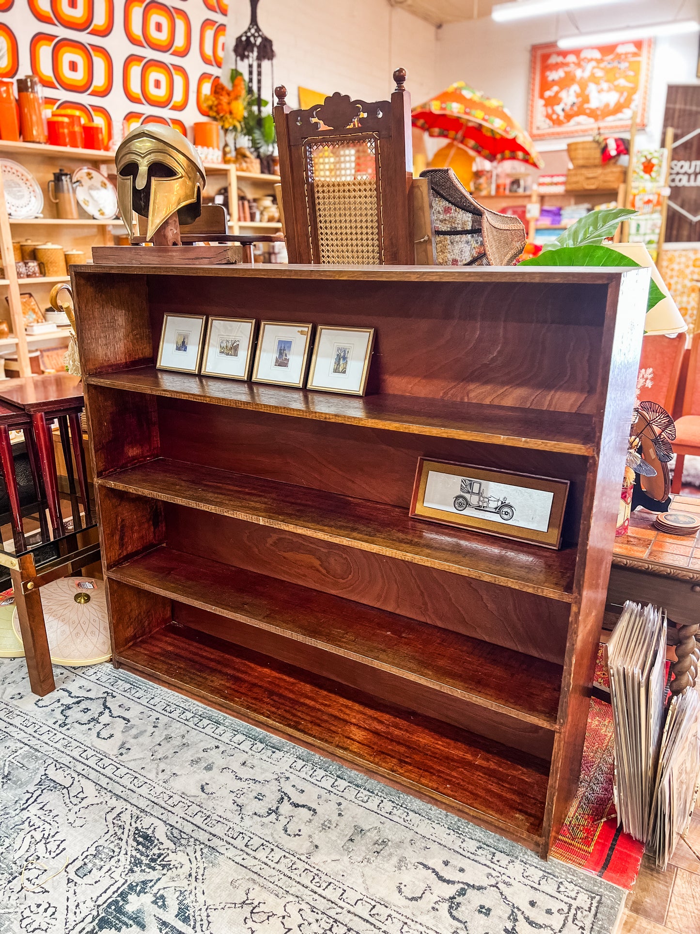 Solid Timber Bookcase / Open Bookshelf – Rustic Hardwood