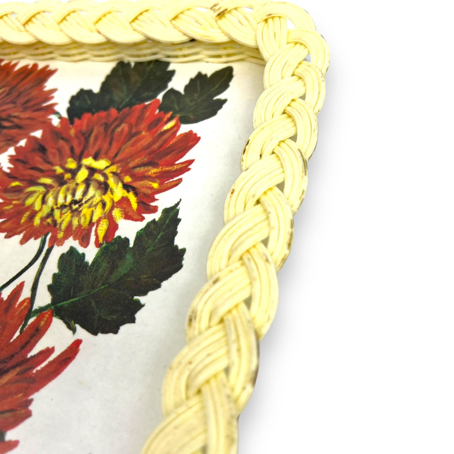 Flower Rectangle Drink Tray with plastic woven edge