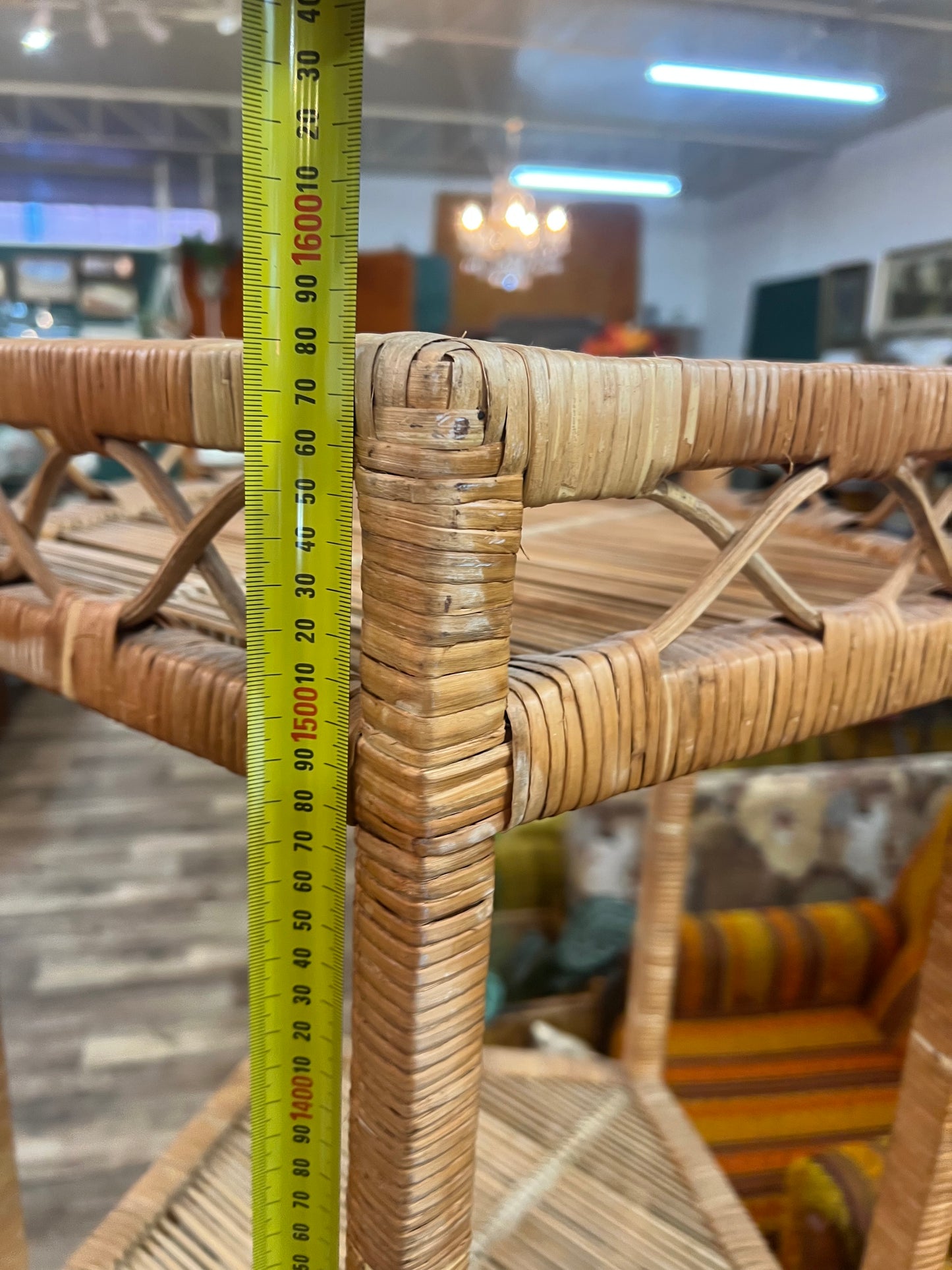 Cane & Rattan Pentagon Corner Shelf – 4 Tier Display Stand