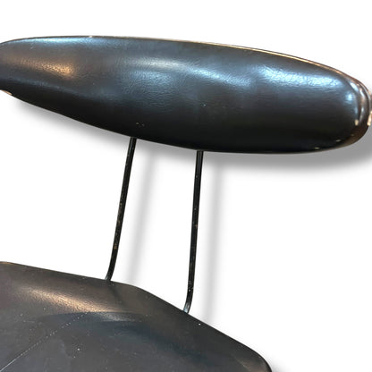 WD Wallace Mid-Century Atomic Bar Stool – Black Vinyl & Wrought Iron Frame