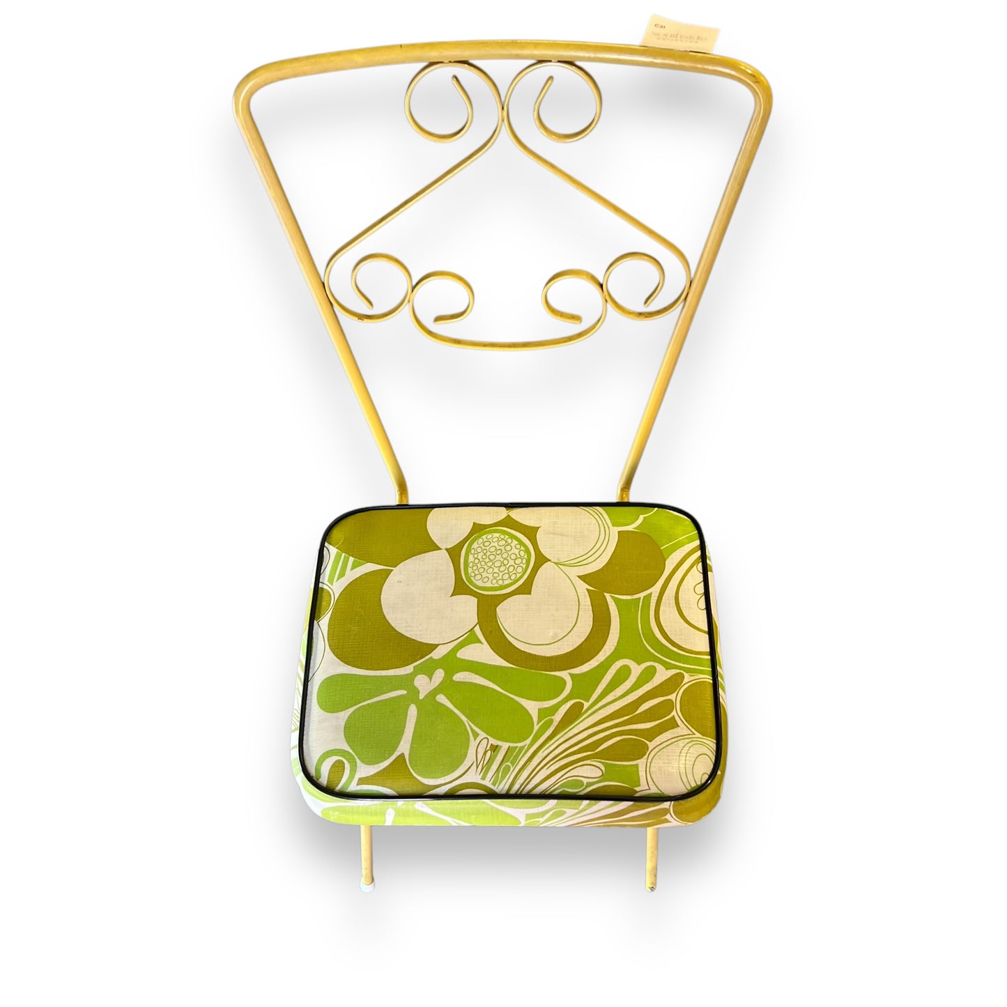 Yellow and green flower metal swirl chair