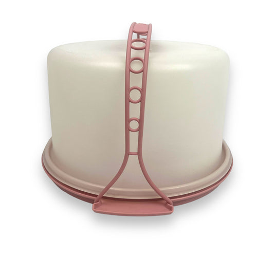 Vintage Pink Tupperware Round Cake Carrier Storage Container
