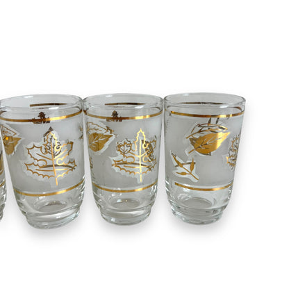 Gold leaf frosted glass set of 6