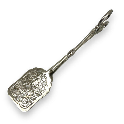 Vintage dessert serving silver scissor tong spatula utensil