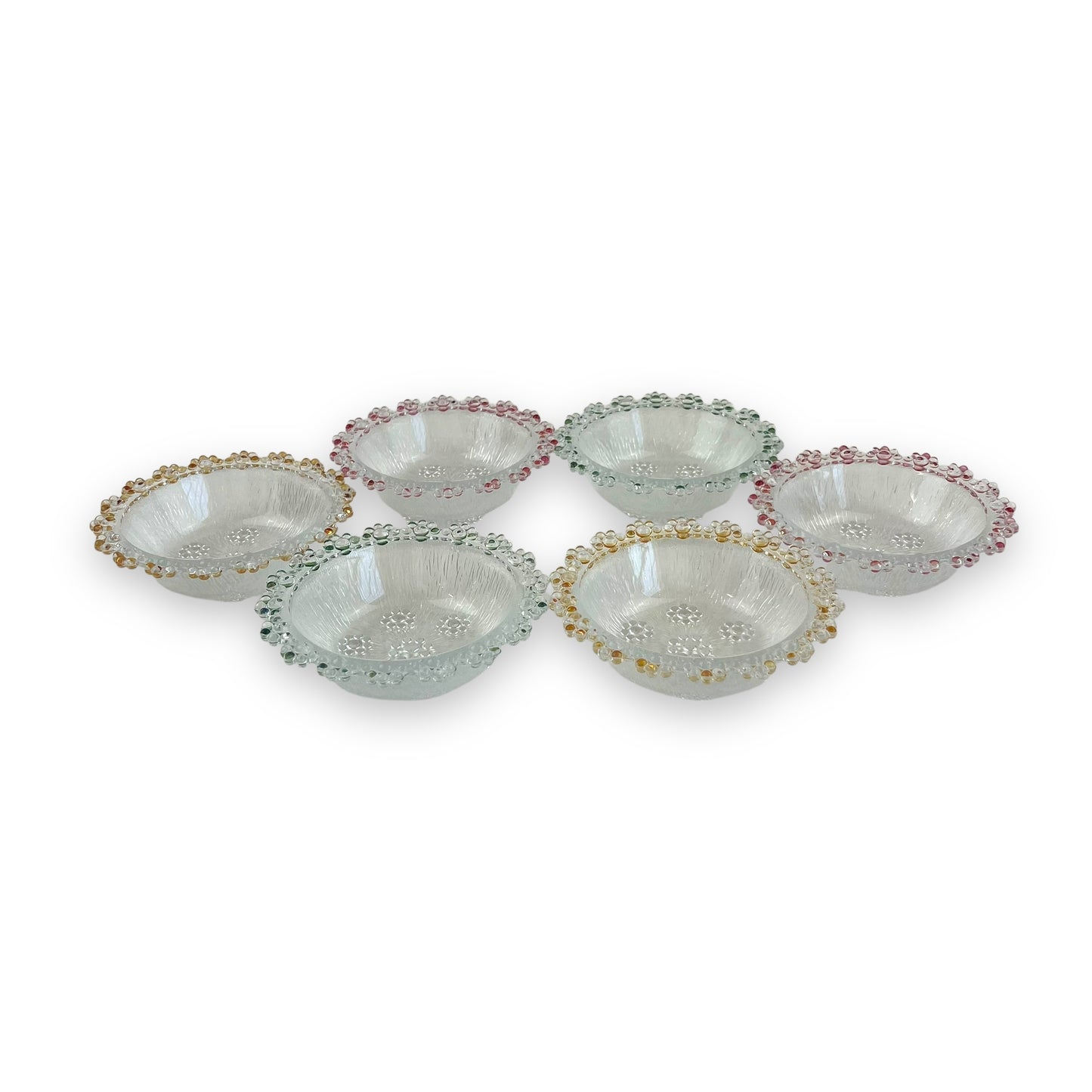 Set of Six Vintage Textured Bubble Lace Dessert Bowls made in Italy by Masserini.