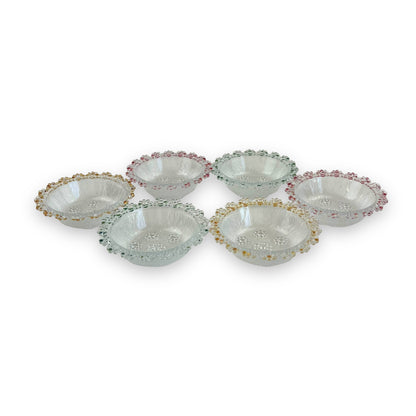 Set of Six Vintage Textured Bubble Lace Dessert Bowls made in Italy by Masserini.