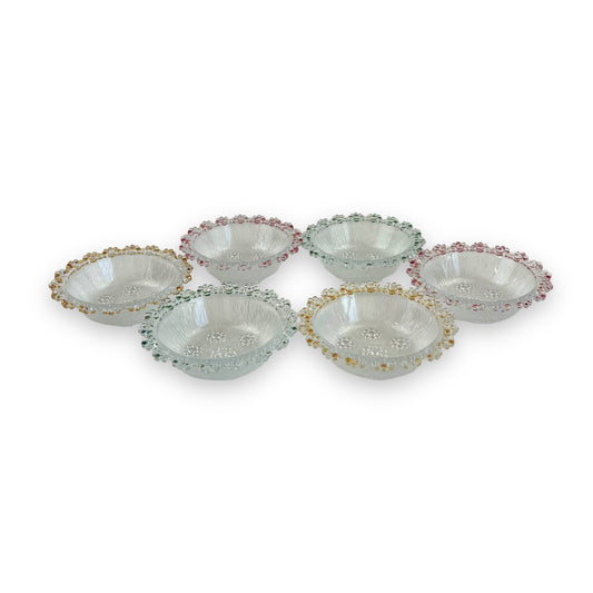 Set of Six Vintage Textured Bubble Lace Dessert Bowls made in Italy by Masserini.