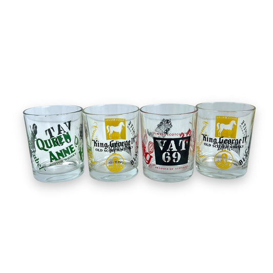 Colourful Logo patterned whiskey glass set of 4
