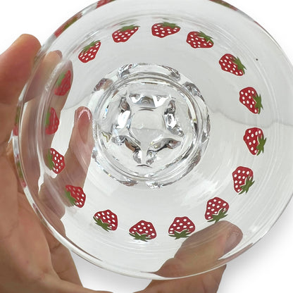 Glass Dessert Cup with strawberry pattern set of 4