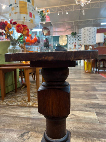 Timber Plant Stand / Pedestal Side Table – Dark Stained Wood