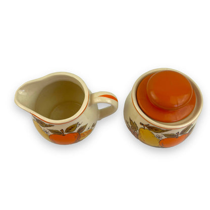 Sugar Pot & creamer set with fruit design