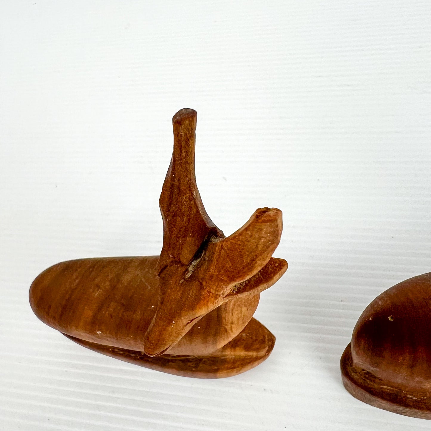 Carved Wooden Laying Antelope Statue Pair