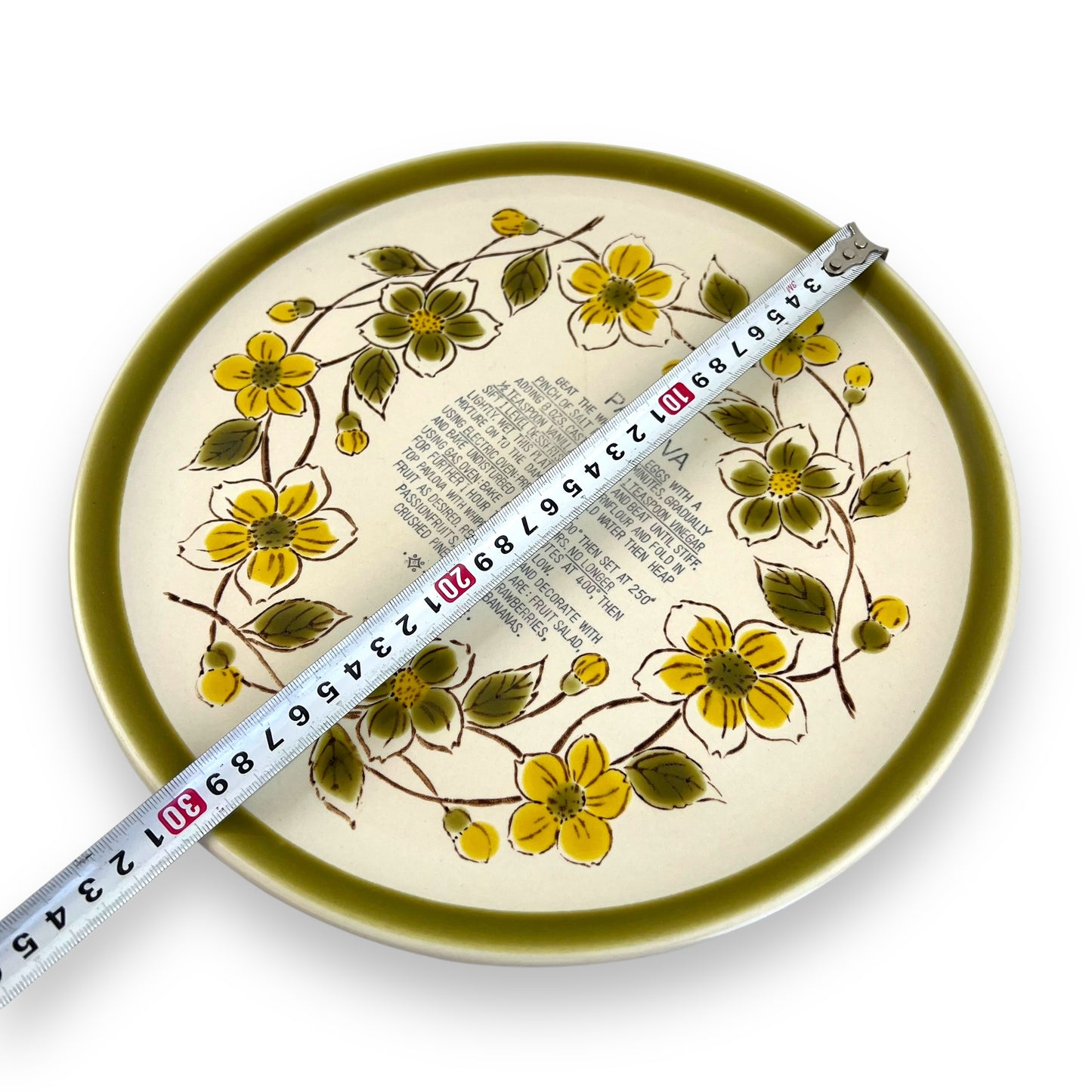 Yellow & Green Flower Suzukastone Pavlova Recipe Plate - Made in Japan