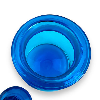 Blue Takahashi glass apothecary jar bottle with lid