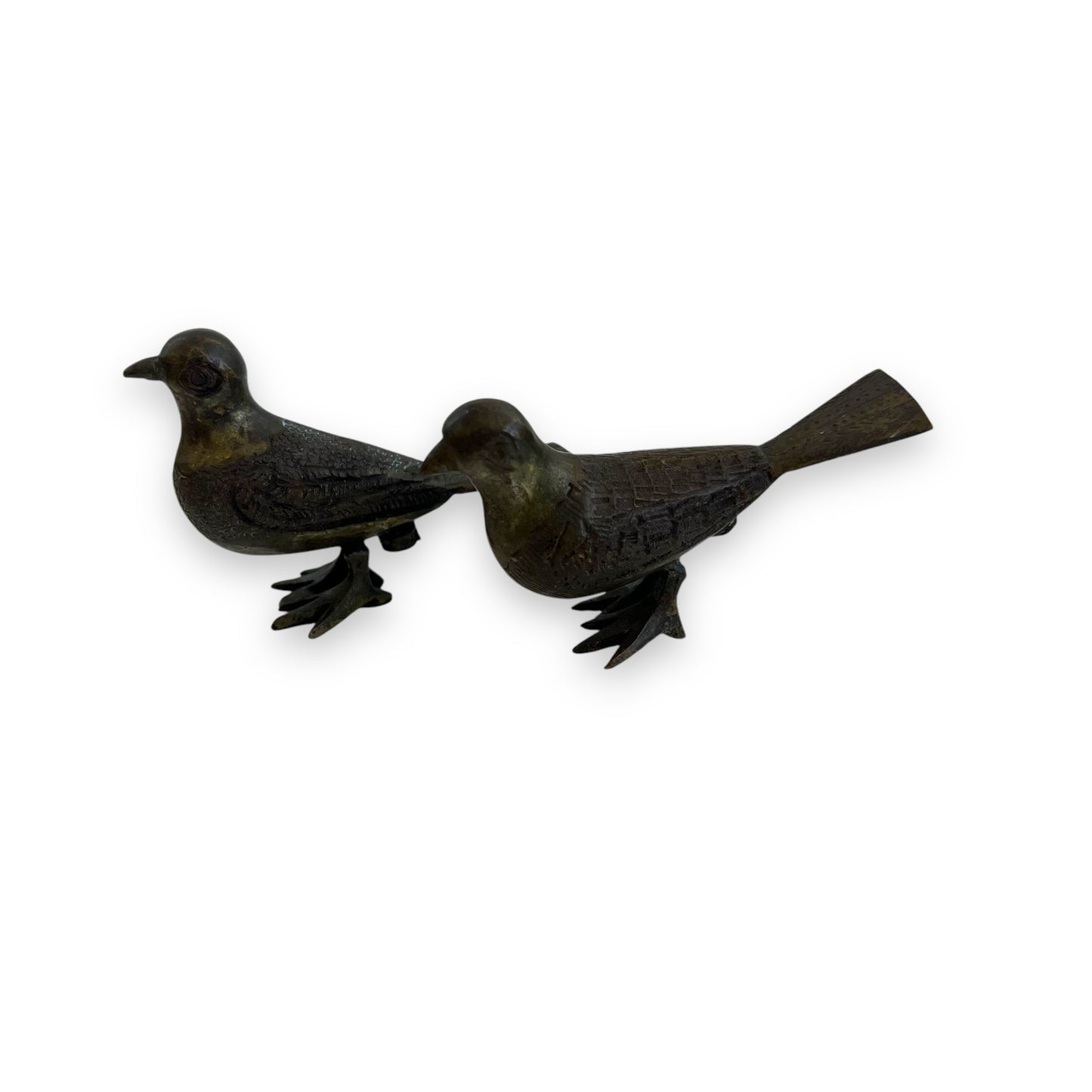 Brass small pigeon bird statue set