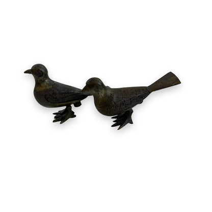 Brass small pigeon bird statue set