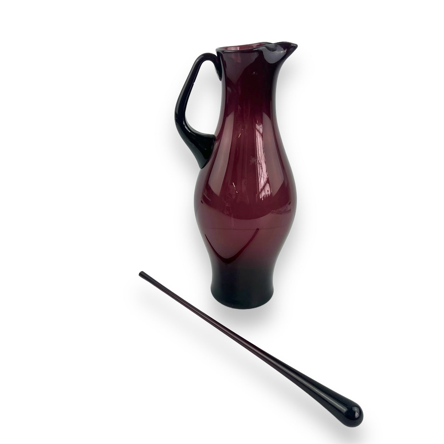 Purple Glass Carafe Jug and stirrer