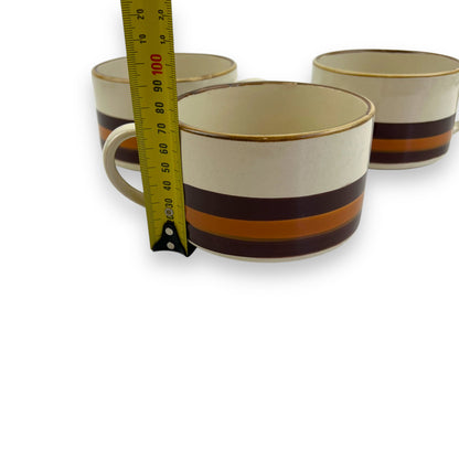 Tramore Brown Stripe Soup mug set of 3