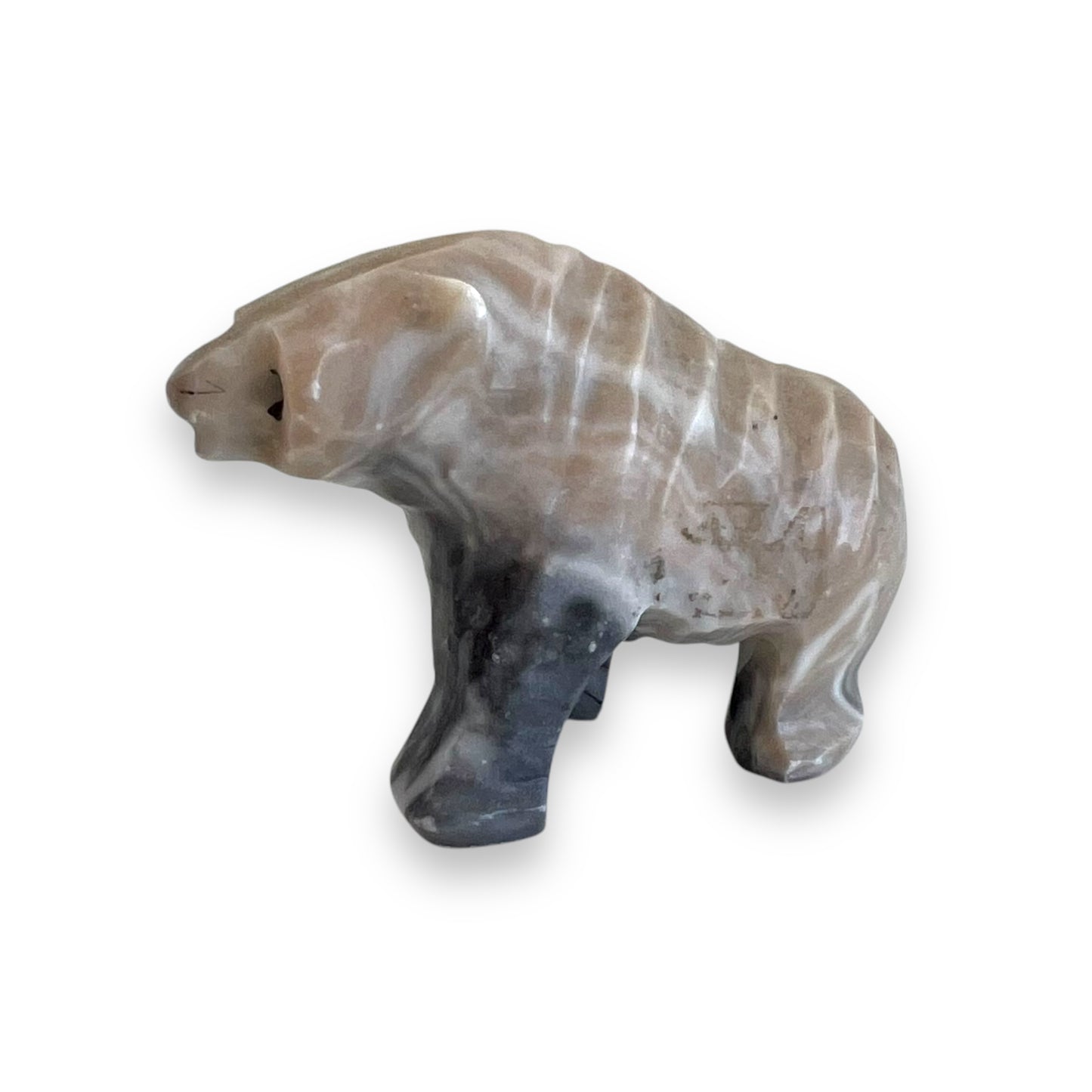 Stone carved bear statue ornament