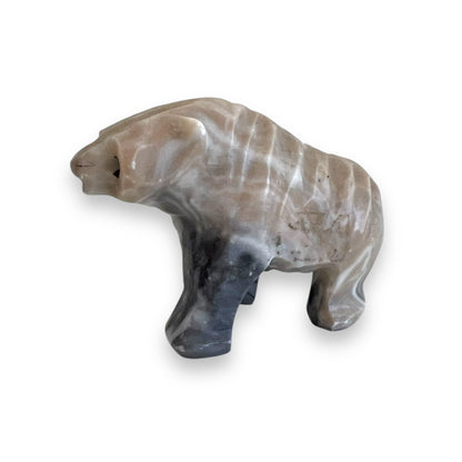 Stone carved bear statue ornament