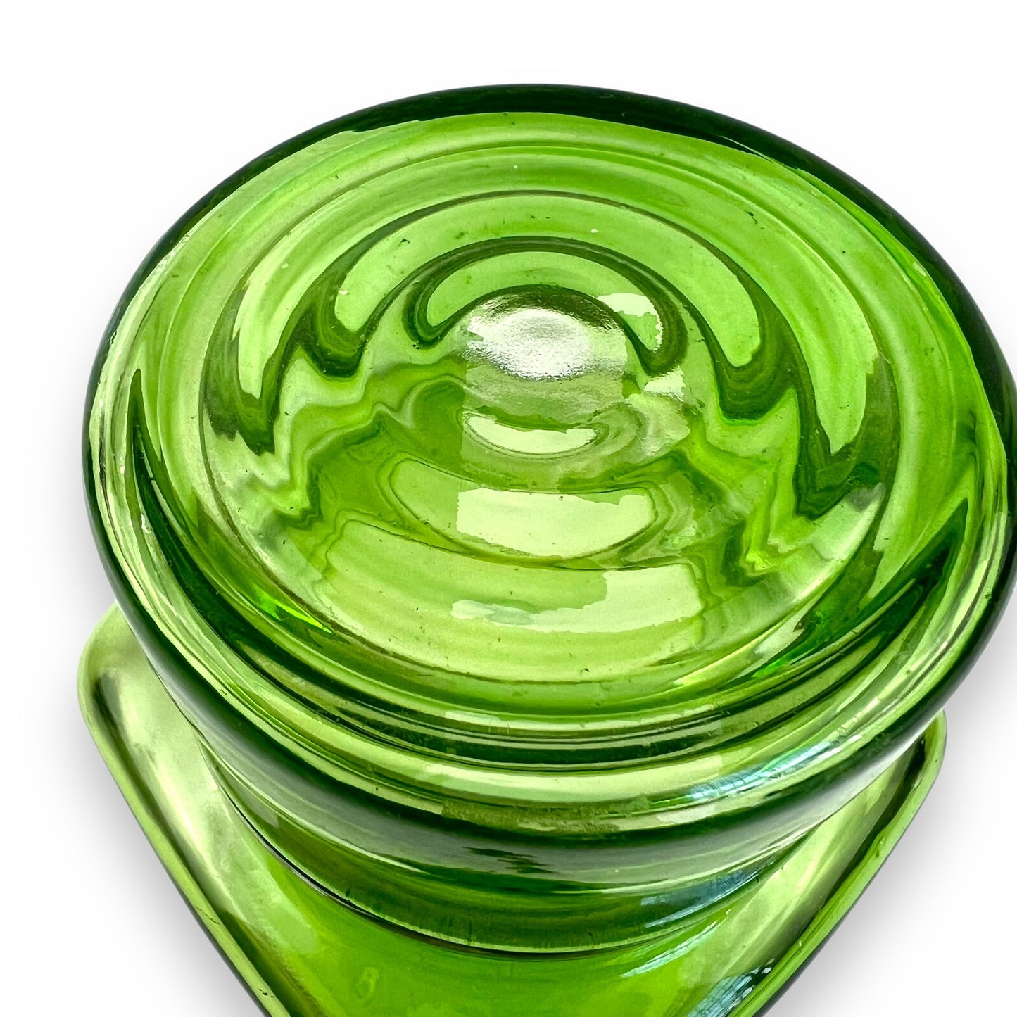 Green glass jar with suction lid