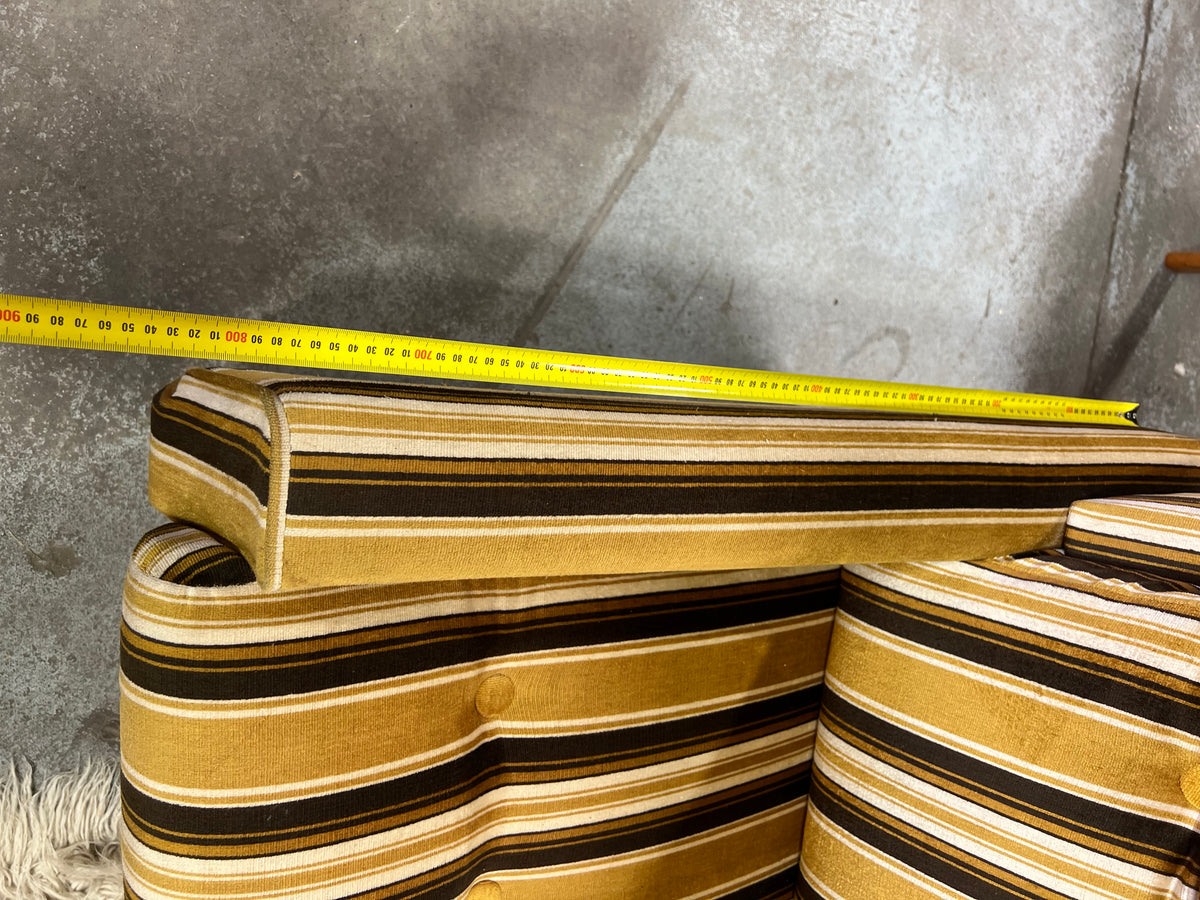 Mustard, Black & Cream Striped Velour Corner Lounge Suite