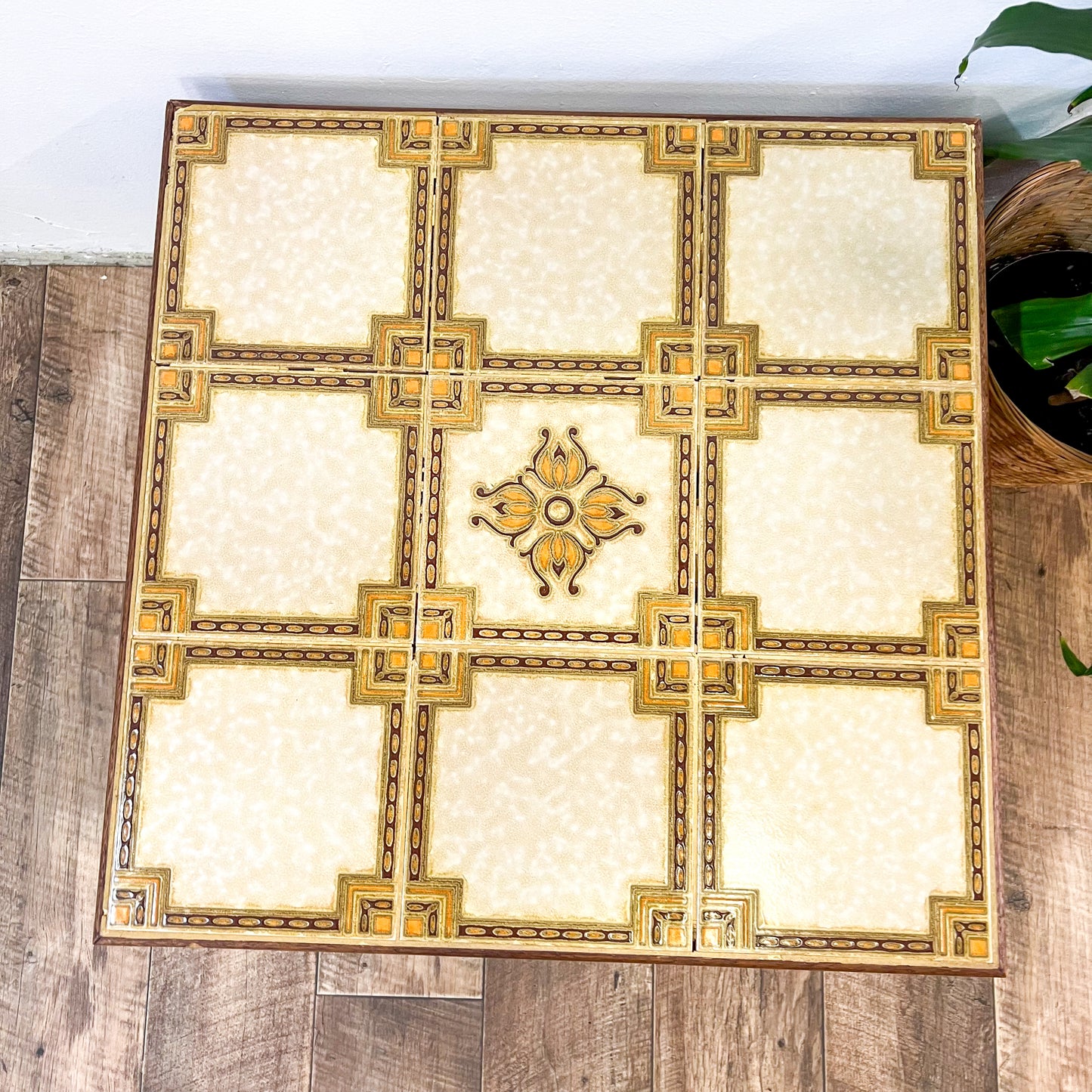 Square Tile Coffee table solid wood legs