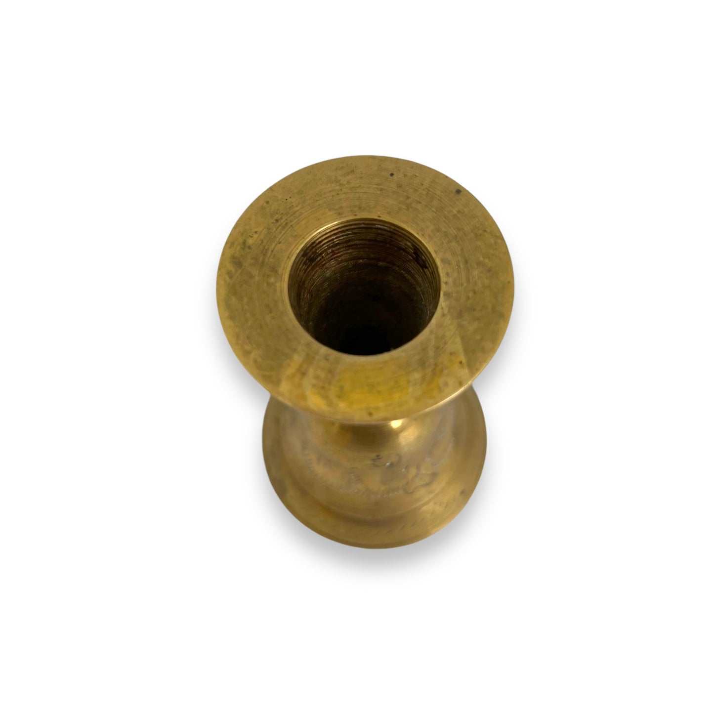 Vintage 1960s Etched Brass Dinner Bell and Candlestick Holder