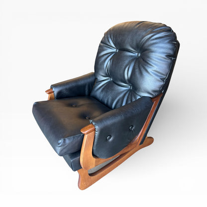 Black Vinyl Armchair by Mayline Furniture (Collingwood VIC) – Solid Timber Frame