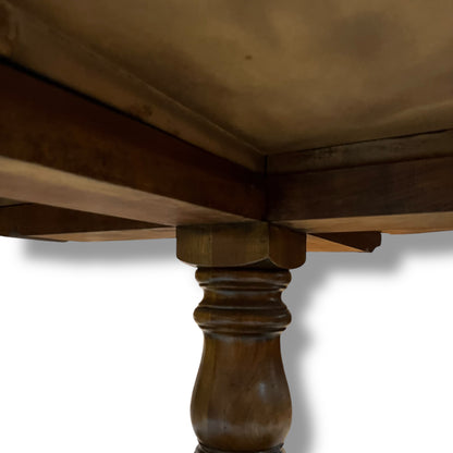 Round Parquetry Dining Table with Carved Scroll Base