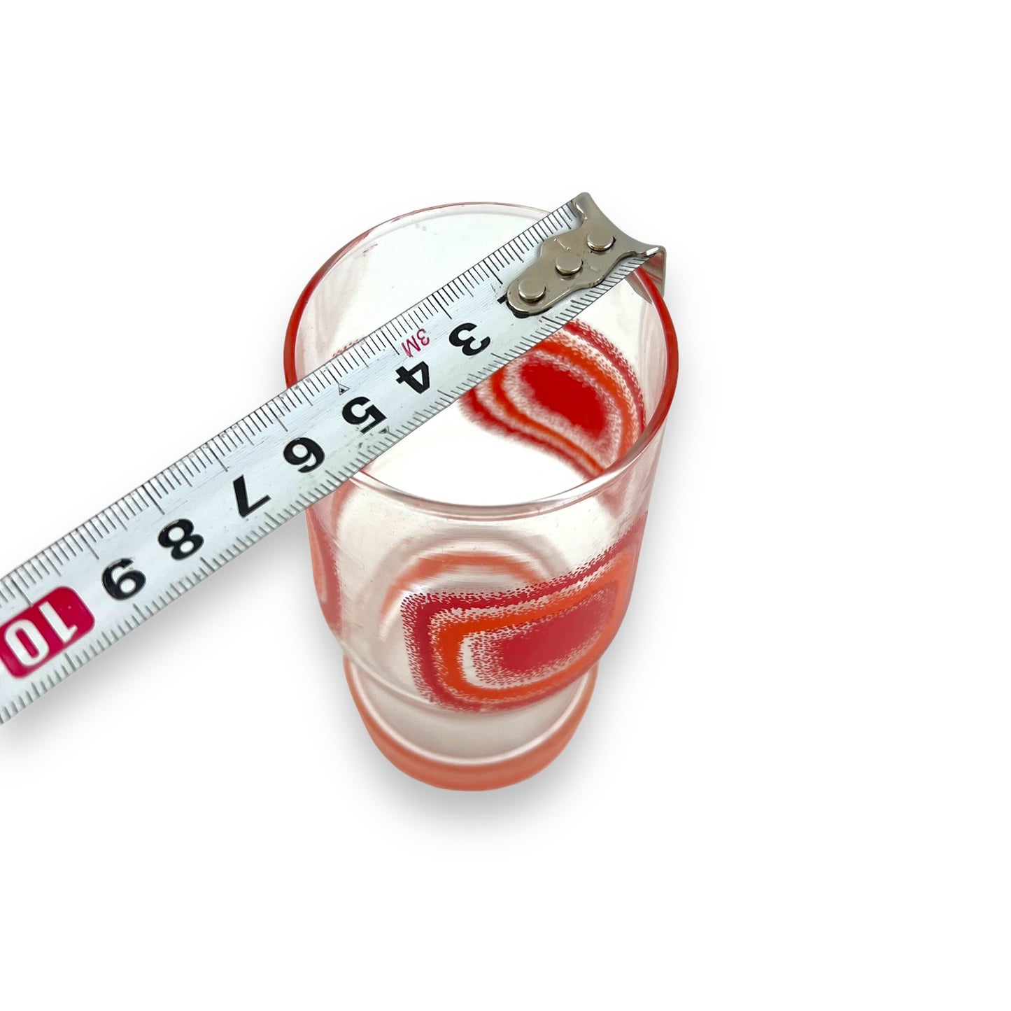 Red orange square pattern single glass