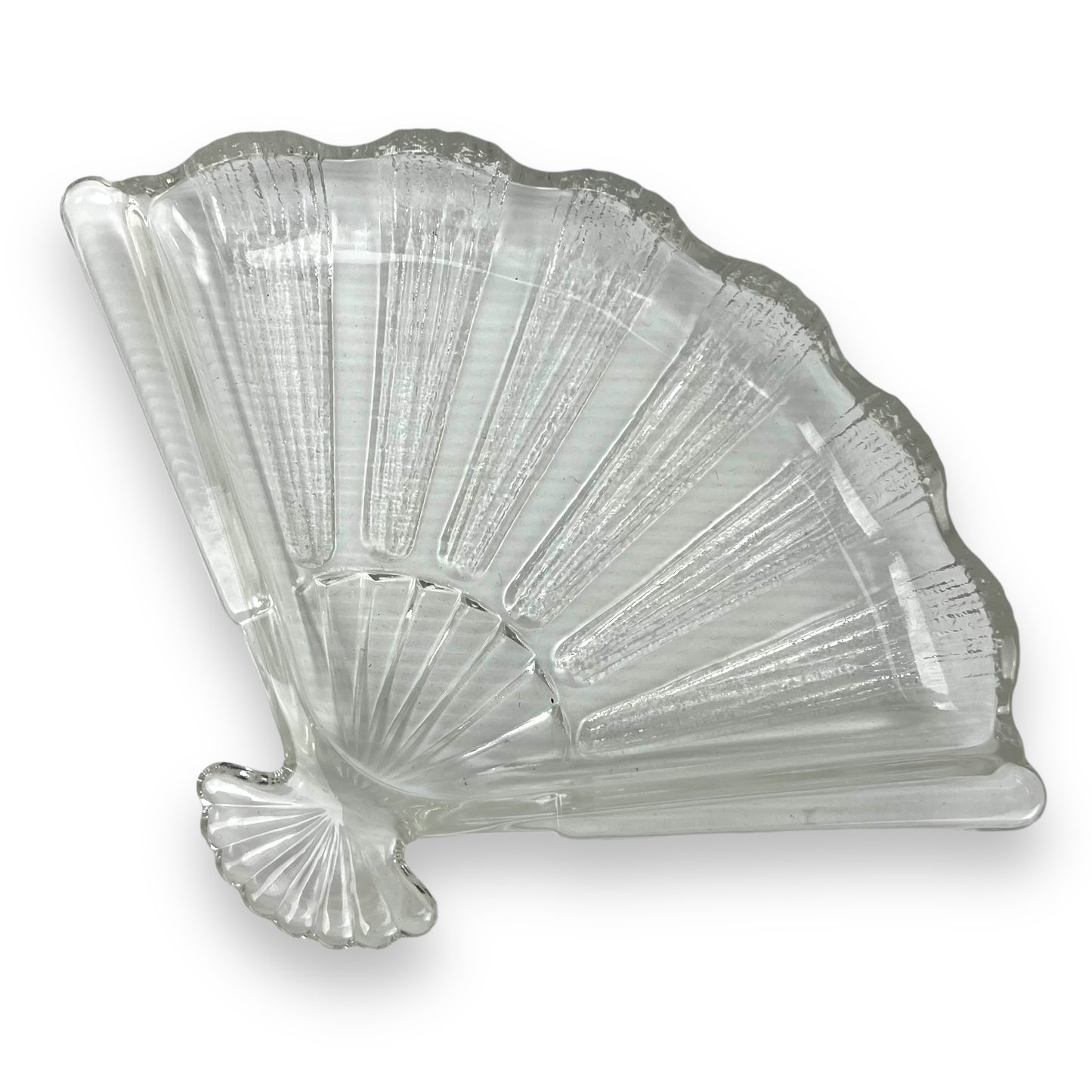 Clear glass fan trinket dish