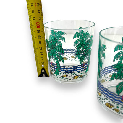 Palm Tree Plastic Tumbler Set of 3