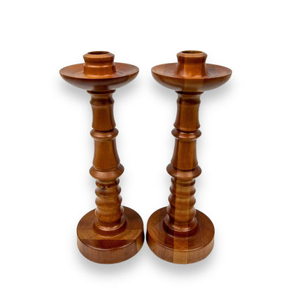 Pair of Wooden Candlestick Holders