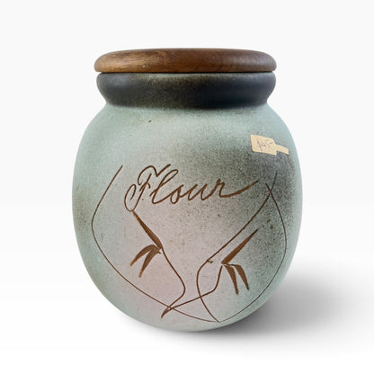 Ellis Pottery Ceramic Flour Canister with Timber Lid